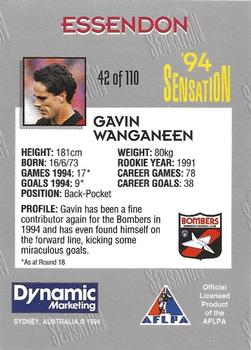 1994 AFL Sensation #42 Gavin Wanganeen Back